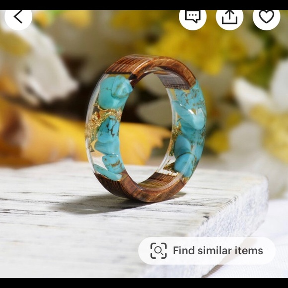 🆕 NEW Wood Resin Flower Rings For Women Resin Ring with Dried Flowers - Picture 7 of 7